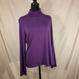Jillian * Nicole Ruffled Mock Neck Long-Sleeve Top in Purple - L
